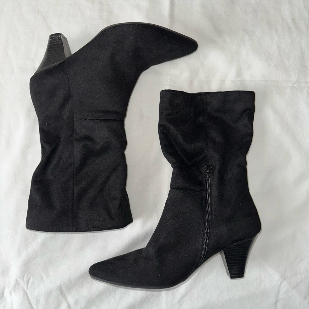 Universal Thread Ada Ankle Boots Heels Memory Foam Faux Suede Sz 8.5 Pointed